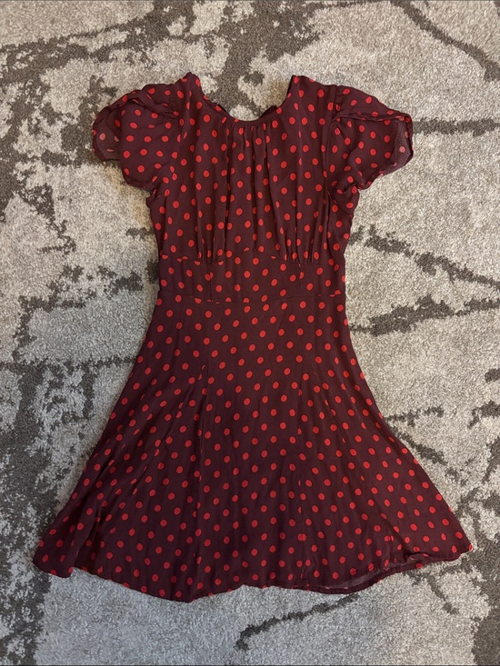 Workshop Republic Clothing Dresses & Skirts - The Workshop Mini Dress in Berry Dot Polka Dot Flowy Skirt